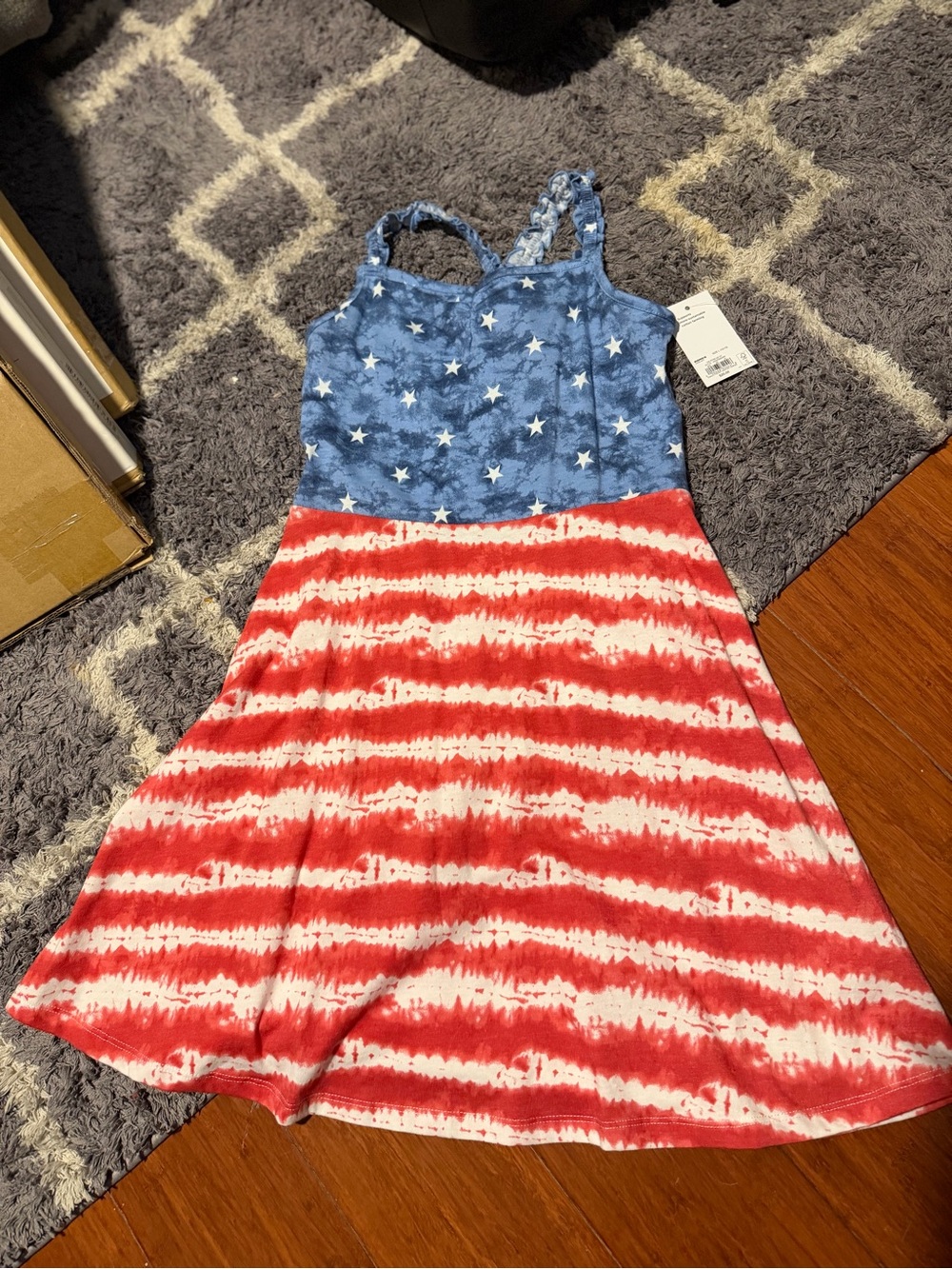 Kids 4th of July fog dress so nwt 10/12 large